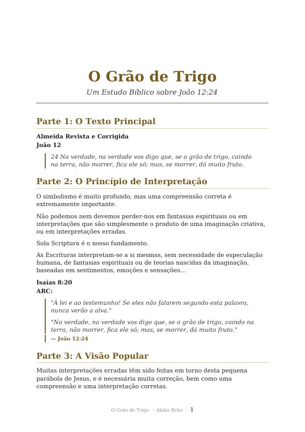 Capa do estudo O Grão de Trigo