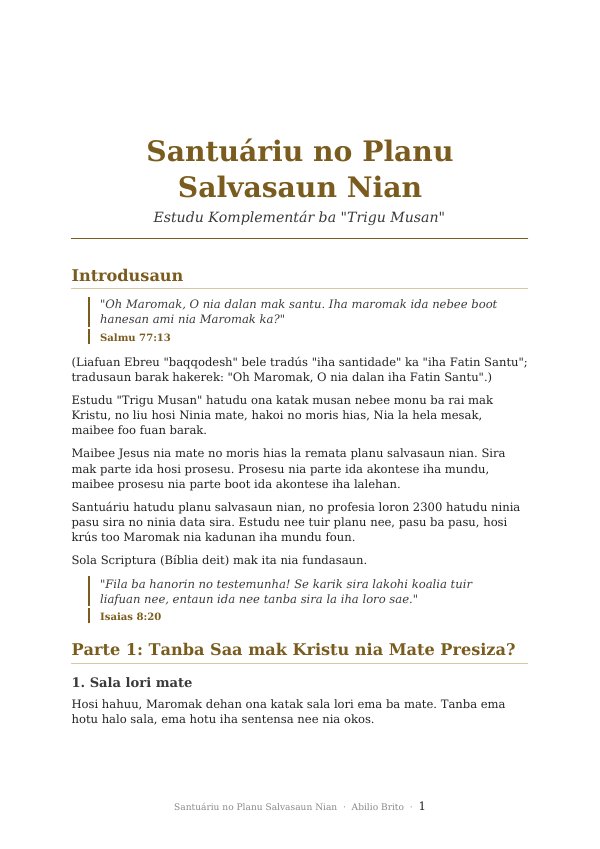 Kapa estudu Santuáriu no Planu Salvasaun Nian