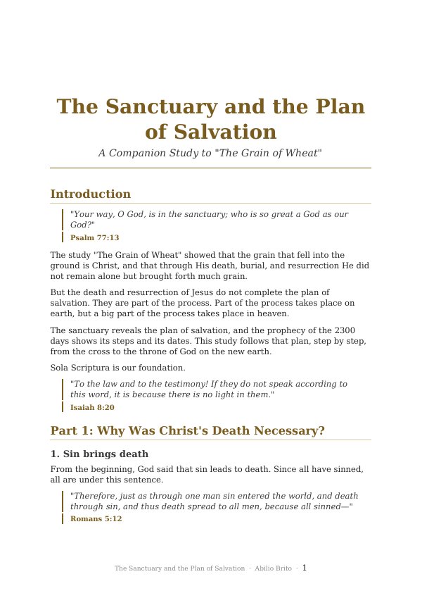 Cover of the study The Sanctuary and the Plan of Salvation